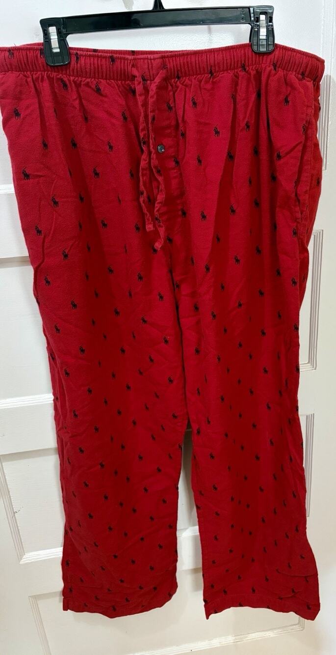 D14 Polo Ralph Lauren Sleepwear Pajama Pants Red Logo Print Size L (36-38)